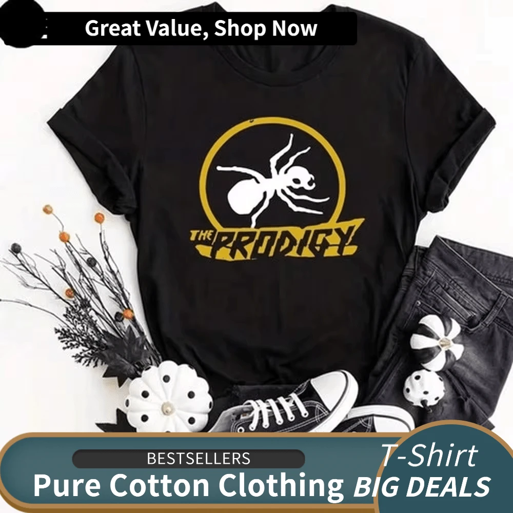 The Prodigy Spider Short Sleeve T-Shirt Novelty Rock Punk Rave Shirt Adult Top - 黑色 - 查看 1