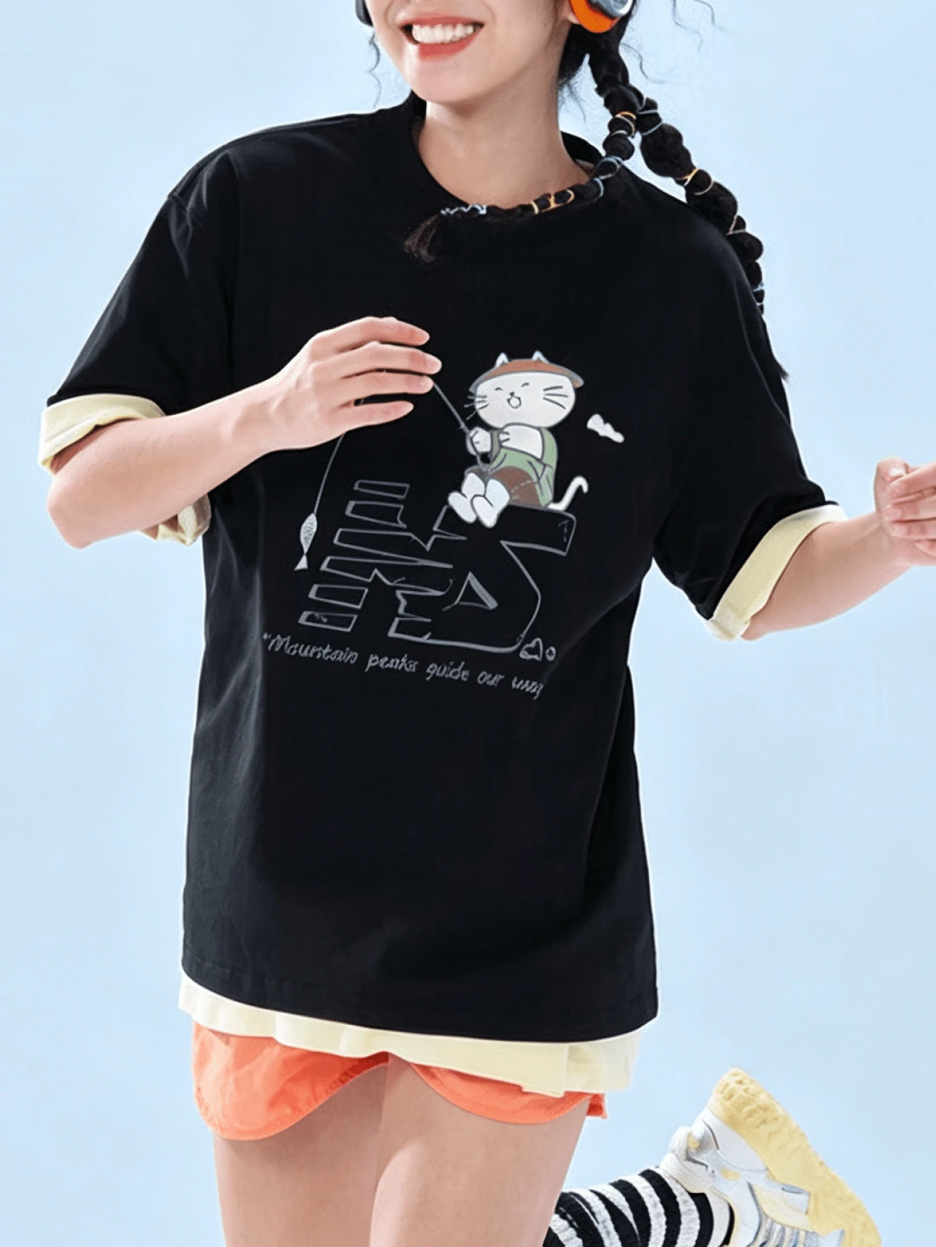 CAMEL CROWN Unisex 100% Cotton T-Shirt Soft Skin-Friendly Crew Neck Short Sleeve Top For Spring Summer - Phantom Black - View 1
