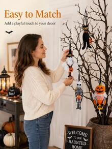 Halloween Creative Ghost Pumpkin Small Hanging Ornament, Halloween Decoration Party Scene Decor, Halloween Doll Hanging Decoration - Multicolor - View 8