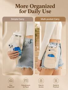 This Lightweight Nylon Crossbody Water Bottle Bag Features An Adjustable Shoulder Strap And Insulation, Including A Zippered Pocket To Store Items Like Phone And Wallet, Making It Perfect For Hiking, Fitness Activities And Travel. - Multicolor - View 4