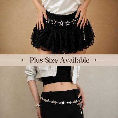 Plus Size Available 1pc Women's Star Chain Belt Waist Chain, Fashion Versatile JK Uniform Skirt, Five-Point Star Waist Chain Y2K Emo, Suitable For All Seasons, Halloween And Other Occasions.