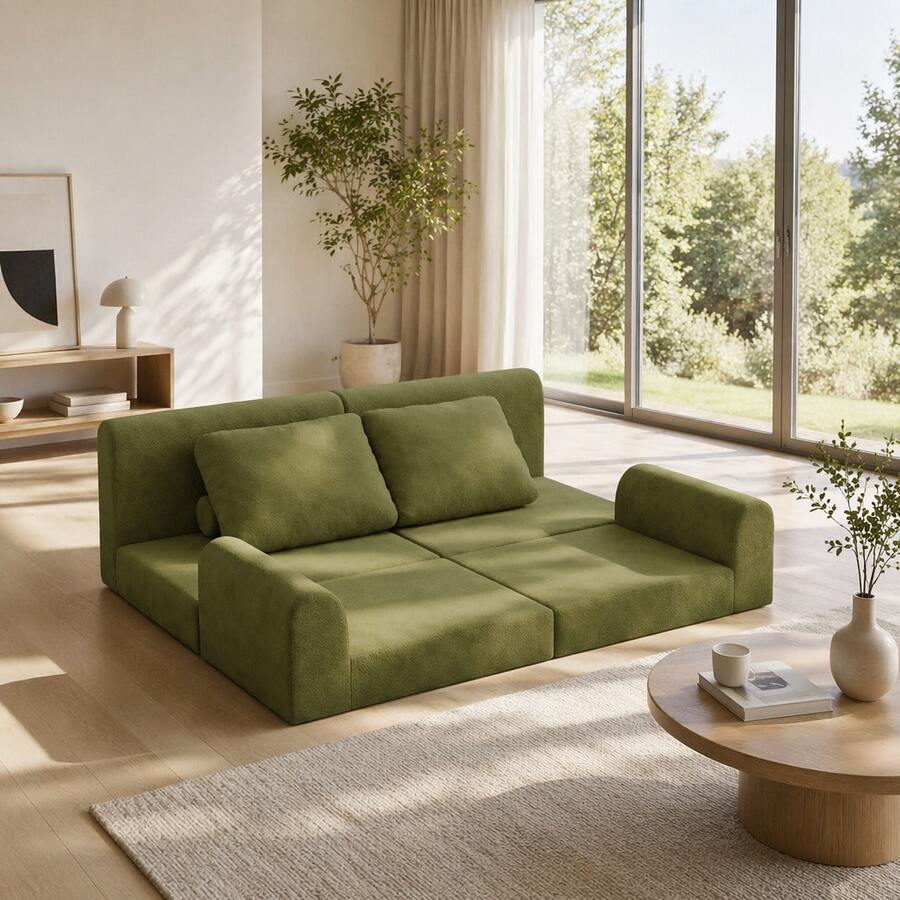 Foldable Convertible Sofa Bed, Multifunctional Armchair Bed With Memory Foam And Back Support – Portable Futon Sofa For Living Room, Bedroom, Or Small Spaces, Green - Olive Green - View 1