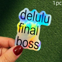 Delulu Final Boss "Delusional, Mental Imagination" Waterproof Vinyl Sticker - Durable Smooth Surface, Self-Adhesive Bumper Sticker, Suitable For Cars, Windows, Laptops, Trucks, Water Bottles - Multi-Purpose Durable Design, Car Sticker - Vinyl - View 12