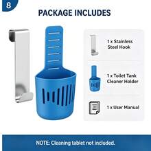 Silicone Toilet Tank Cleaning Basket - Adjustable Hanging Toilet Cleaning Tablet Holder, Slow Release, Stainless Steel Hook, Easy Installation, Bathroom Accessory (Blue/Black/Grey) - Multicolor - View 4