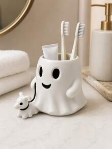 Kawaii Ghost Bathroom Toothbrush Holder, Single Spooky-Cute Countertop Storage Cup For Toothbrushes, Toothpaste, Makeup Brushes And Small Toiletries, Fun Halloween Home Decor - Multicolor - View 5