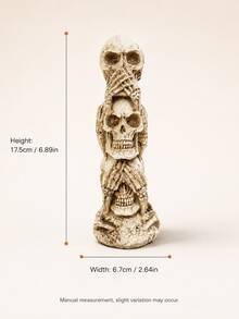 1pc See No Evil Hear No Evil Speak No Evil Skull Statue, Three Wise Skulls Stacked Figurine, Gothic Home Decor, Dark Academia Shelf Mantel Desk Ornament, Halloween Room Decoration, Horror Gift For Skull Lovers - 1PC - View 11