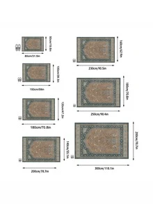 1pc American Vintage Persian Moroccan Country Classic Floral Totem - Soft Faux Cashmere Area Rug, Bathroom, Kitchen, Entrance, Hallway, Bedside, Living Room, Bedroom, All-Season Machine Washable Floor Mat, Home Decor - Multicolor - View 3