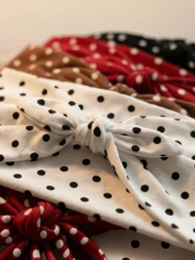 1/5pcs Women's Polka Dot Bow Headband, Vintage Knotted Elastic Twisted Hair Hoop, Cute Hair Accessory Suitable For Daily Wear, Party, Holiday, Autumn - Multicolor - View 7