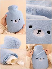 1pc New Cute Student Plush Hot Water Bottle, Cartoon Hand Warmer, Winter Foot Warmer - A - View 7