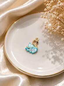 1/5pcs Cute Swan Pendant Colorful Enamel Animal Charm Gold Plated Stainless Steel DIY Necklace Bracelet Jewelry Making Accessories Suitable For Daily Wear - Multicolor - View 4