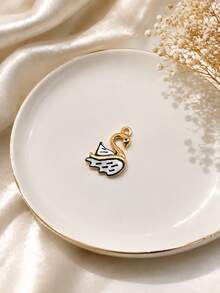 1/5pcs Cute Swan Pendant Colorful Enamel Animal Charm Gold Plated Stainless Steel DIY Necklace Bracelet Jewelry Making Accessories Suitable For Daily Wear - Multicolor - View 9