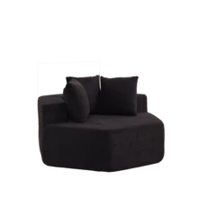 Un sillón individual hexagonal de estilo moderno, caracterizado por opciones de combinación versátiles y un diseño; este sofá de chenilla para - Negro + Chenilla + Espuma + Muelles + Moderno + 1 asiento - Ver 6
