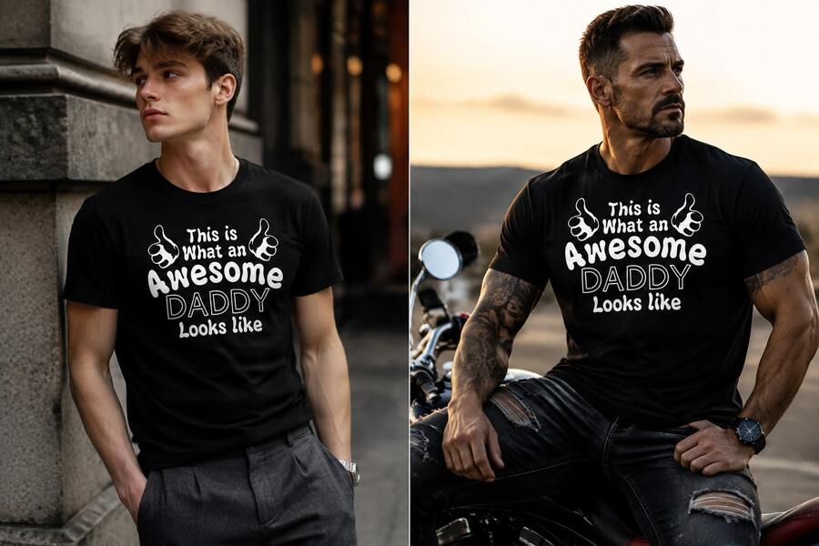 Unisex T-Shirt: This Is What A Great Dad Looks Like - Perfect Gift For Father's Day Or A Birthday - 黑色 - 查看 1