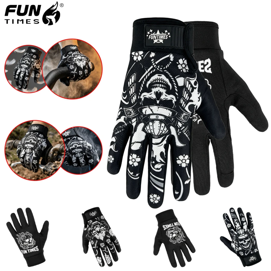 FUNTIMES 1 Pair Non-Slip Full-Finger Outdoor Sports Universal Gloves - Black - View 1