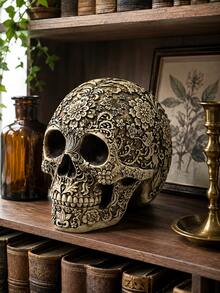 Estatua Decorativa de Calavera Floral Vintage, Elegante Figura de ...