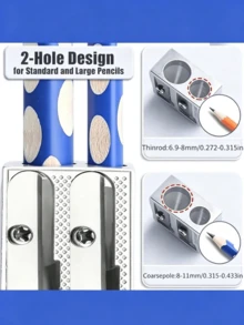 Premium Handheld Metal Pencil Sharpener - Durable Wedge Design, Creative Aluminum Alloy Dual-Hole Pencil Sharpener, Dual-Hole Design For Efficient Sharpening, Perfect For School, Office And Art Projects, Easy To Use And Clean - Multicolor - View 3