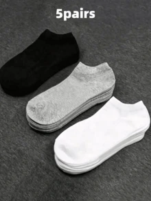 1/5/10/15/20/30 Pairs Men's Simple Solid Color Low-Cut Socks, Moisture-Wicking Breathable, Invisible Socks, Suitable For All Seasons - Multicolor - View 15