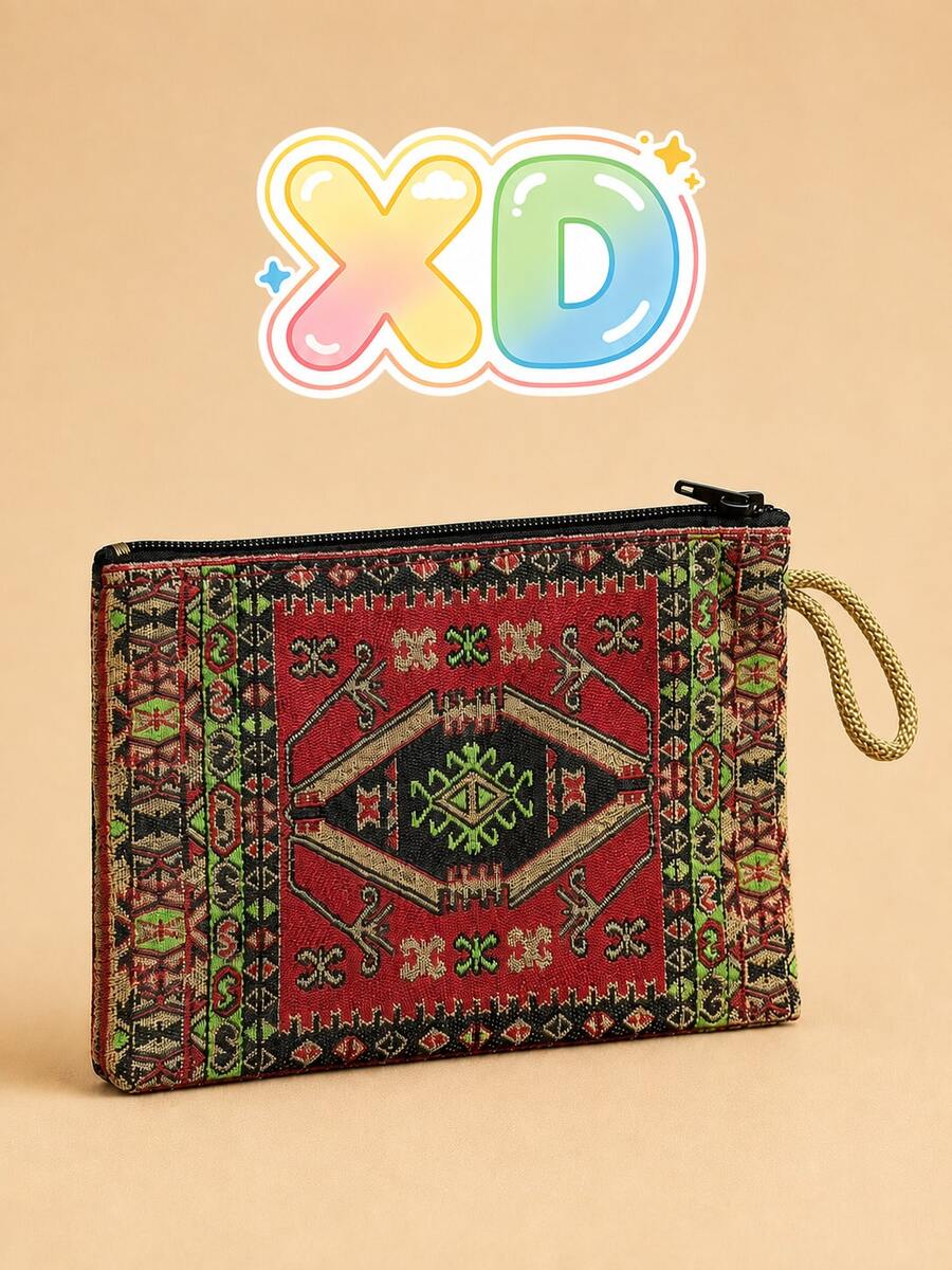 XD復古西部刺繡手工兒童小錢包,金線壓紋女童零錢包,多層隔層設計,適合阿拉伯女孩節日禮物 - 彩色 - 查看 1