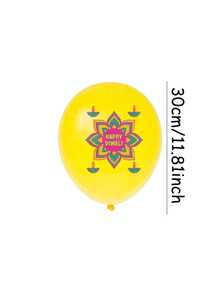 18pcs/Set Diwali Festival Decoration Balloons Set, Printed With Oil Lamp, Lotus, Diwali Patterns, Suitable For Diwali Party Decoration, Diwali Props And Home Decor - Multicolor - View 11