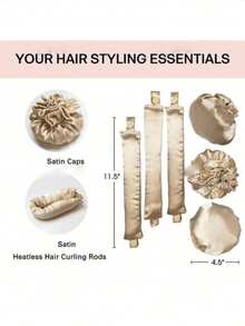 2pcs Satin Heatless Hair Curler Set, Styling Tools Including Hair Curling Cap, Suitable For Long, Short And Curly Hair, All Hair Types, Can Be Used While Sleeping - Multicolor - View 8