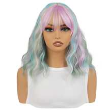 New Colorful Cosplay Wig For Women With Straight Bangs And Short Curly Hair Full Head | Heat-Resistant Material Wig | Suitable For: Daily Commute, Outdoor Travel, Party Gathering, Holiday Celebration, Film & TV Cosplay, Romantic Date - Multicolor - View 13