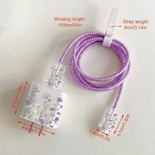 5pcs Soft Lavender Floral Data Cable Protectors, Transparent Soft Shell Anti-Drop Wear-Resistant Anti-Bend, Compatible With Apple 18W/20W Fast Charging, Ins French Floral Healing Digital Accessories, Great Gift - Pale Purple Flowers - View 2