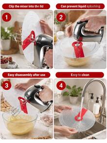 2pcs/1pc Egg Beater Splash Guard, Cream Whipping Waterproof Splash Cover, Egg And Dough Mixing Splash Guard, Baking Tools, Kitchen And Restaurant Utensils, Outdoor Cookware - Multicolor - View 5