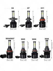 GLANBERT 2pcs/Pack New 4-Sided H4 H7 Car LED Headlight H11 9005 HB3 9006 HB4 H13 LED Headlight Bulbs - White - View 6