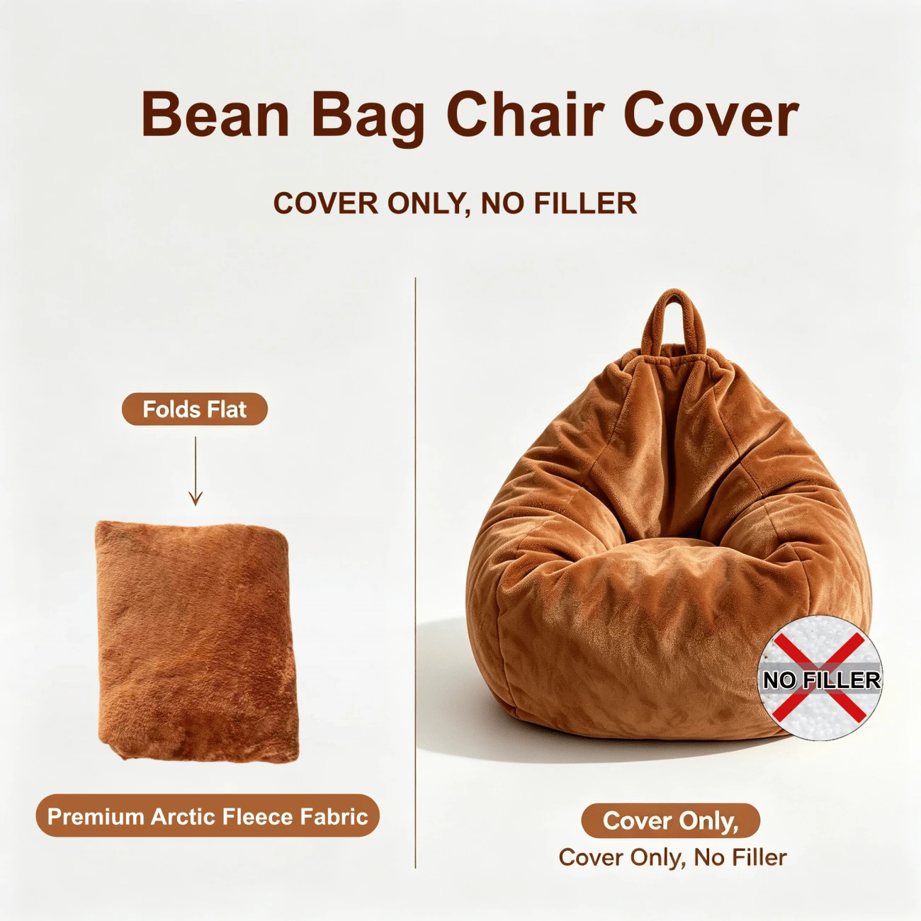 Bean Bag Chair Cover Only, No Filling Included, XL Size 105*120cm Water Drop Pattern Bean Bag Cover With Handle, Soft Polar Fleece Washable Slouchy Sofa Protector, Bedroom Living Room Home Furniture Decor, Durable Hidden Zipper, Multiple Colors Available - View 1