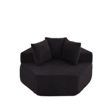 Un sillón individual hexagonal de estilo moderno, caracterizado por opciones de combinación versátiles y un diseño; este sofá de chenilla para - Negro + Chenilla + Espuma + Muelles + Moderno + 1 asiento - Ver 8