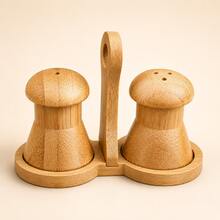 Kit Saleiro e Pimenteiro de Mesa em Bambu – Porta Temperos Moderno Elegante para Cozinha Bancada Farmhouse Mesa Posta - Bambu - Visão 2