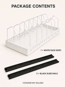 1 pieza Organizador extraíble para gabinete de cocina, adecuado para ollas, sartenes y tapas, estante de almacenamiento de metal ajustable para ollas y tapas con divisores, organizador debajo del gabinete que ahorra espacio, adecuado para cocinas pequeñas, apartamentos de estudiantes y almacenamiento en el hogar - Blanco - Ver 5