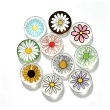 50pcs Multicolor Flower Series Patches, Time Gem Round Patches, Suitable For Handmade DIY Jewelry, Keychains, Pendants, Fridge Magnets, Accessories, Versatile Practical Charm Gift For Friends Or Family - Multicolor - View 1