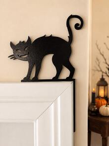 1 pieza Decoración de marco de puerta de Halloween Gato negro espeluznante con espalda arqueada Adorno de esquina de puerta Silueta gótica Arte de pared para puerta principal Entrada Pasillo Sala de estar Ventana Chimenea Fiesta de casa embrujada Decoración del hogar de otoño Interior Exterior - Estilo B - Ver 6