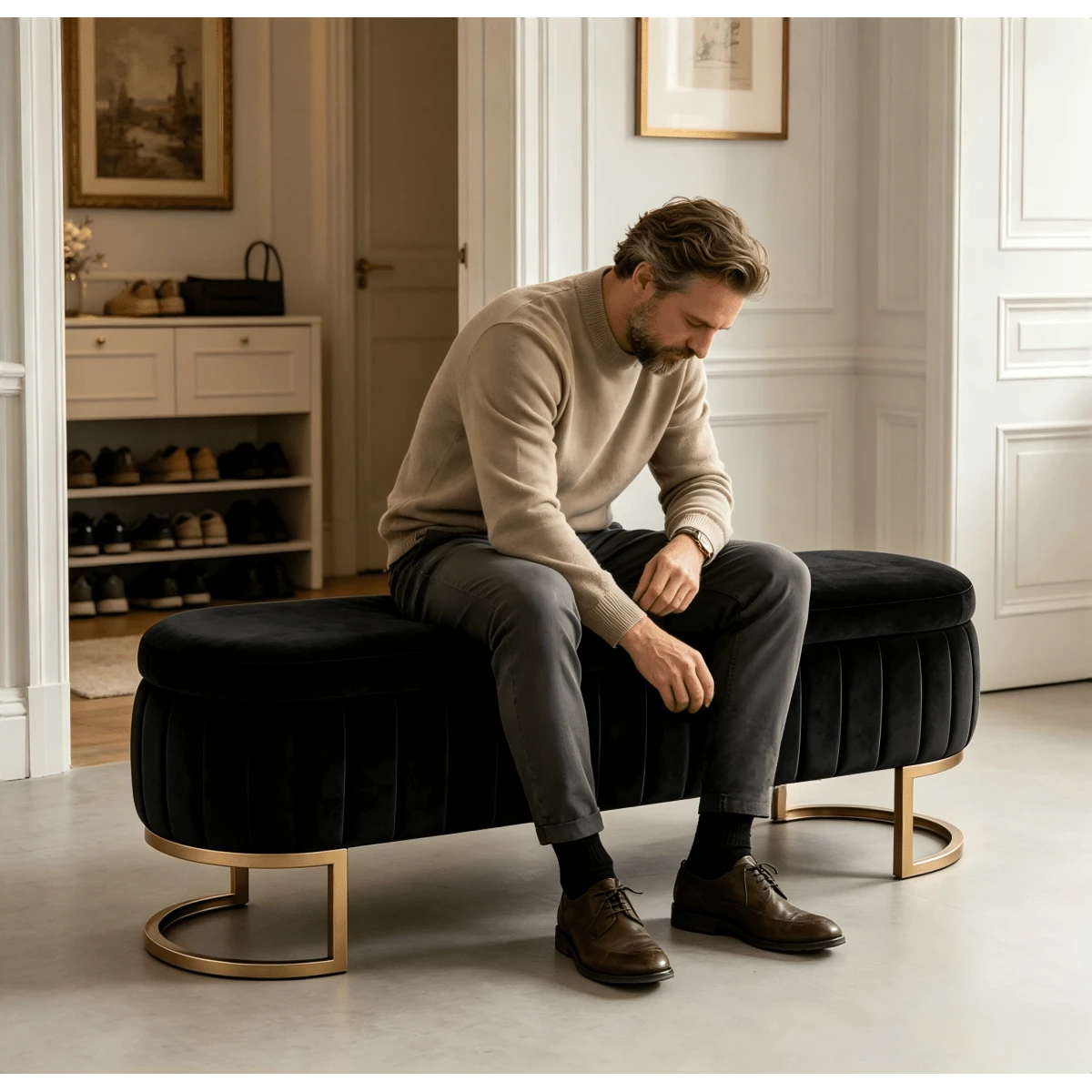 Storage Benches - Black + Metal & Wood + Foam - View 1