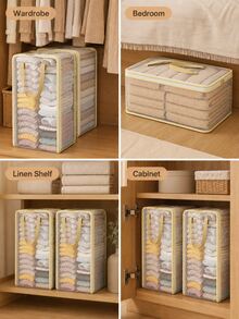 Foldable Transparent Window Storage Bag - Large Capacity Storage Box With Breathable Design; Suitable For Storing Bedding, Blankets, Towels And Seasonal Clothing - Ideal For Closet, Bedroom, Dorm And Home Storage. - Multicolor - View 10