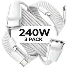 240W 1-3pcs [3.3/6.6/10ft] USB-C To Type-C Fast Charging Cable, Compatible With IPhone 17/16/15 Pro Max Car Charger, Type-C To Type-C Anti-Tangle Braided Cable, Suitable For Samsung S25/24, Air/Pro - Multicolor - View 21