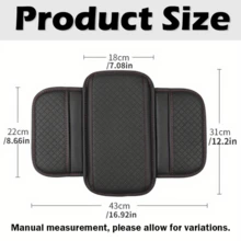 Car Armrest Pad, Center Console Storage Armrest Cover, Wear-Resistant PU Leather Business Minimalist Style Car Center Console Armrest Pad, Suitable For Private Car Owners Daily Driving And Road Trips, Pure Black With Red Stitching All-Season Universal Car Interior Decoration Accessory - Multicolor - View 4