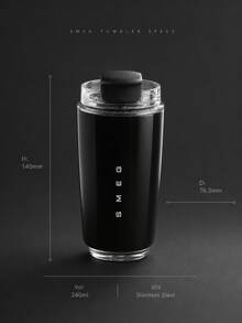 SMEGGEMS 時尚咖啡馬克杯 不鏽鋼旅行水壺 260ml 保溫杯 不鏽鋼真空杯 防漏可重複使用雙層咖啡旅行杯 - 黑色 - 查看 2