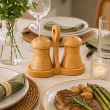 Kit Saleiro e Pimenteiro de Mesa em Bambu – Porta Temperos Moderno Elegante para Cozinha Bancada Farmhouse Mesa Posta - Bambu - Visão 5
