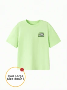 Balabala Boys' Loose Comfortable Top With Space Exploration Graphic - Lemon Green - View 2