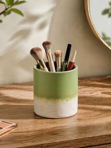 1pc Gradient Green Makeup Storage Box, Makeup Brush Holder, Suitable For Bathroom Decor, Vanity And Countertop - Gradient Straight Leg - View 6