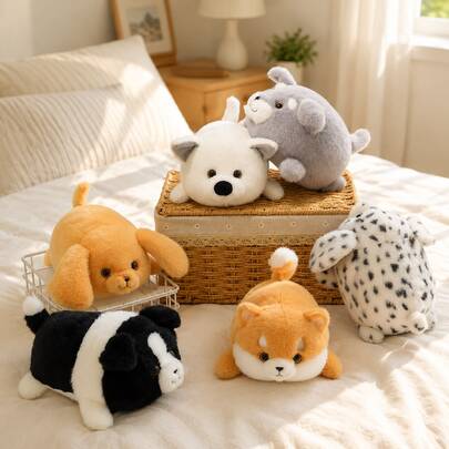 1 pieza Muñeco de peluche suave y redondo de cachorro, Muñeco de peluche de cachorro lindo y adorable, Decoración de escritorio, Decoración del hogar, Regalo para amigos, Mejor amigo, Regalo de vacaciones, Regalo de cumpleaños, Navidad, Regalo de Halloween