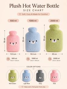1pc New Cute Student Plush Hot Water Bottle, Cartoon Hand Warmer, Winter Foot Warmer - A - View 9