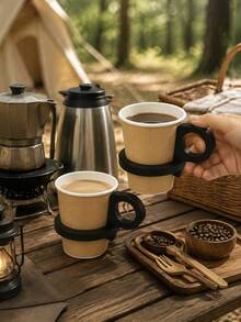 2pcs Portable Disposable Paper Cup Plastic Handle Sleeve, Ergonomic Non-Slip Grip, Suitable For Hot Coffee, Tea - Multicolor - View 11