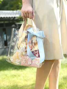 1/5pcs Thickened Transparent PVC Gift Bags, Tote Bags, Women's Tote Bags, Daisy Print Gift Packaging Bags, Wedding Gift Tote Bags, Shopping Bags, Gift Packaging Bags, Party Holiday Decoration, Daily Storage Bags, Suitable For Shopping, Wedding, Birthday Party, Souvenirs And Other Occasions (2 Sizes Available), Mother's Day, Bridesmaid Gifts, Graduation Gifts, Birthday Gifts, Wedding Gifts, Birthday, Bride, Wedding - Multicolor - View 7