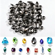 50pcs/Bag Mixed Color Glitter Glass Crystal Rhinestones, Silver Metal Flat Back, Hand-Sewn Rhinestones, Suitable For Flat Back Handmade Gemstones, DIY Accessories, Used For Decorating Clothes, Dresses, Bags, Shoes, Brooches, Earrings, Handmade Crafts - Multicolor - View 17
