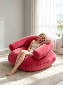 Inflatable Slouchy Sofa Chair With Footstool, Foldable Portable Inflatable Sofa, Suitable For Living Room, Bedroom, Outdoor, Balcony And Camping, Best Gift For Family, Most Comfortable Sofa - New Model - View 10