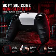 Black Red Radioactive Warning Sign Splatter Controller Skin Cover For Playstation 5 Controller, Anti-Slip Ergonomic Soft Rubber Protective Shell, RALAN 1 Controller Protector Case+2 Customised Thumb Grips Caps +Customised Stickers - View 7