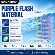 3 Paket Rangkaian Pancing Sabiki, 18 Kail Rangkaian Umpan Kilau Ungu dengan Manik-Manik Bercahaya untuk Memancing Ikan Makarel, Sarden, dan Kakap di Air Asin - Purple - View 7